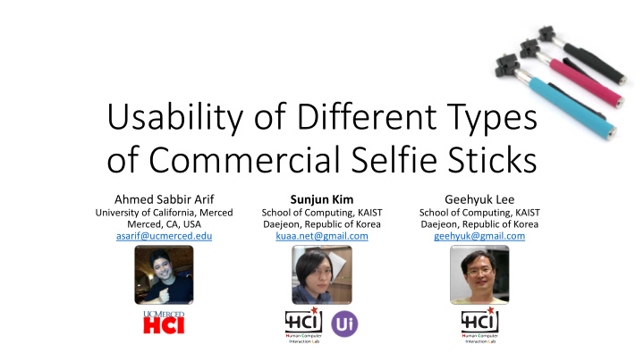 usability of different types of commercial selfie sticks