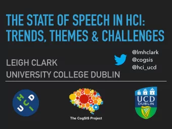 THE STATE OF SPEECH IN HCI:  TRENDS, THEMES &amp; CHALLENGES  @lmhclark @cogsis   LEIGH CLARK
