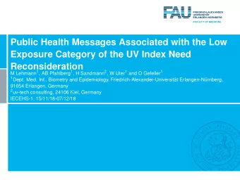 Public Health Messages Associated with the Low  Exposure Category of the UV Index Need