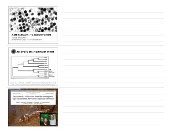 AMBYSTOMA TIGRINUM VIRUS  JESSE BRUNNER  WASHINGTON STATE UNIVERSITY AMBYSTOMA TIGRINUM VIRUS  Fish