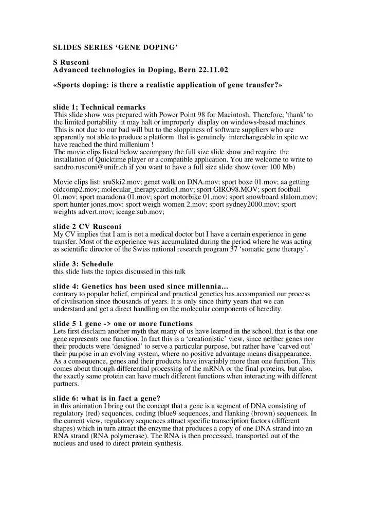 slides series gene doping s rusconi advanced technologies