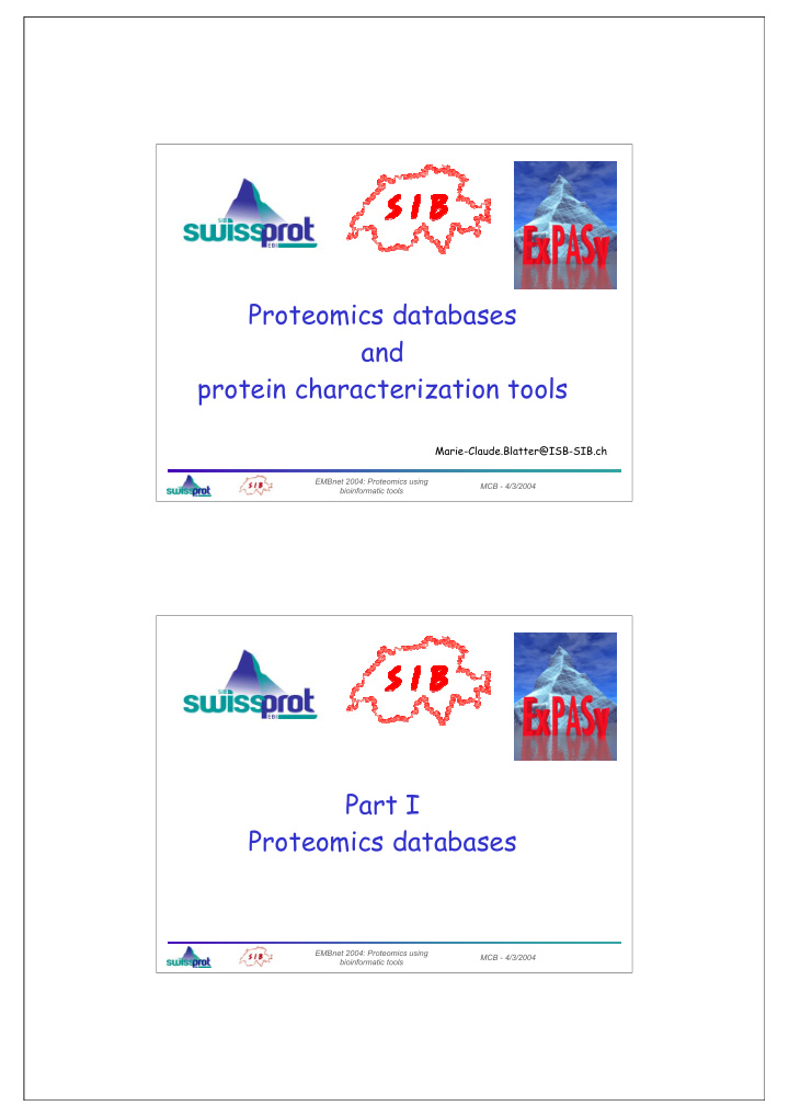 proteomics databases and protein characterization tools