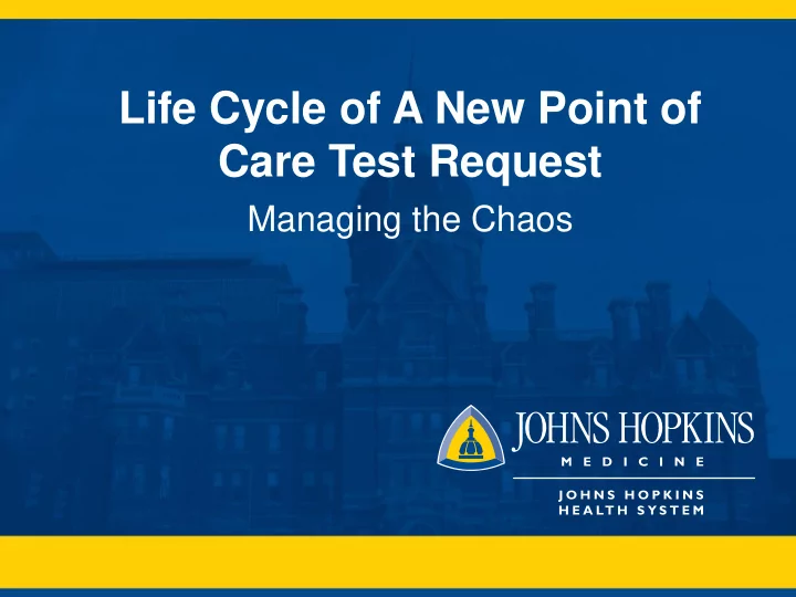 life cycle of a new point of