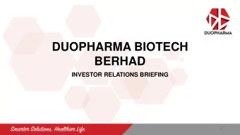 BERHAD  INVESTOR RELATIONS BRIEFING  1  Disclaimer This presentation may contain forward-looking