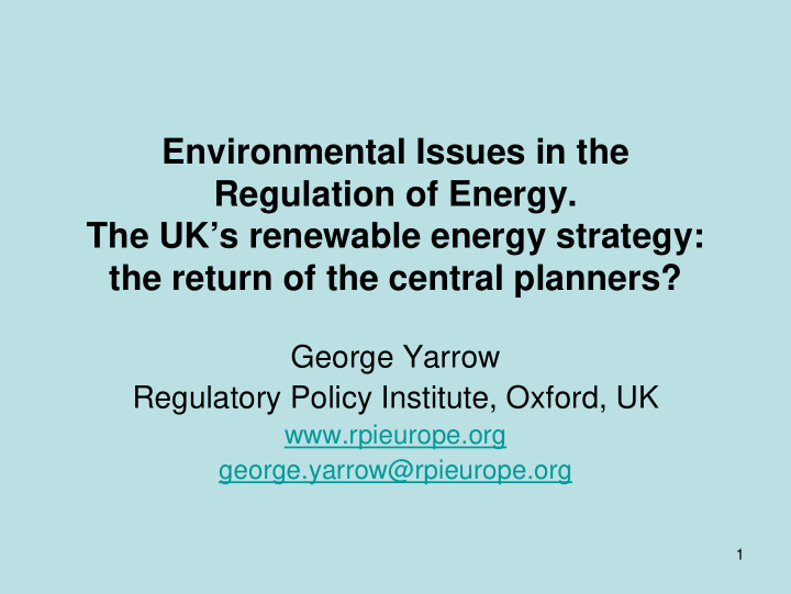 environmental issues in the regulation of energy the uk s