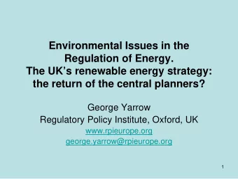 Environmental Issues in the  Regulation of Energy.  The UKs renewable energy strategy:  the