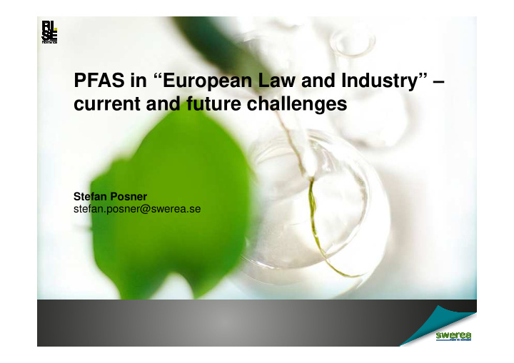 pfas in european law and industry current and future