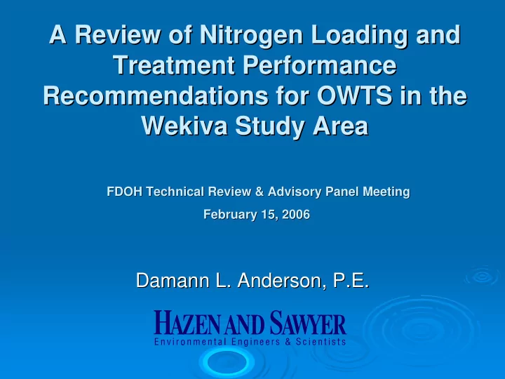 a review of nitrogen loading and a review of nitrogen