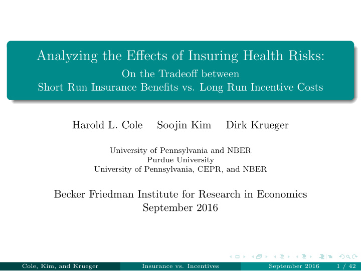 analyzing the effects of insuring health risks