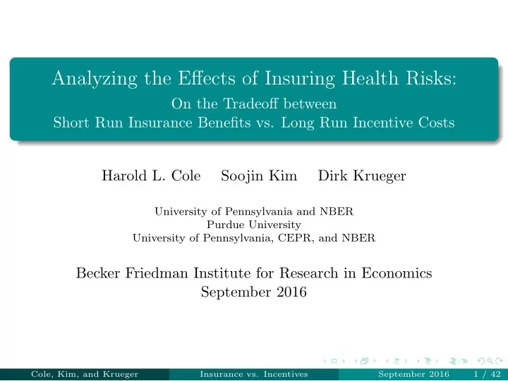 analyzing the effects of insuring health risks
