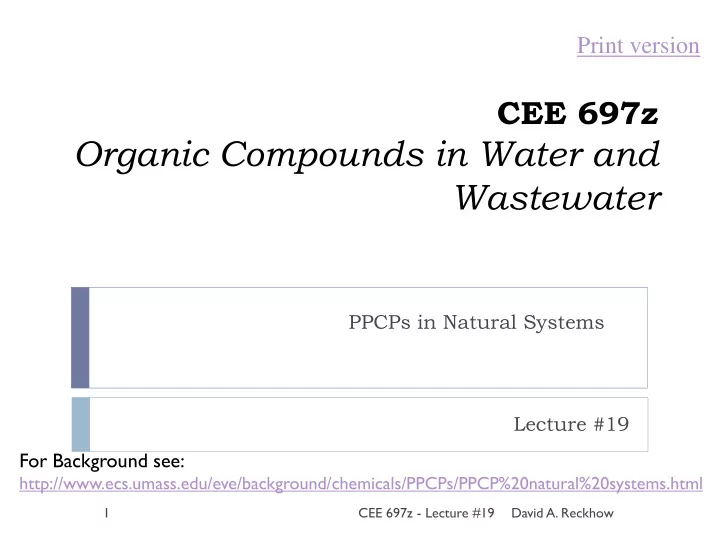 organic compounds in water and wastewater