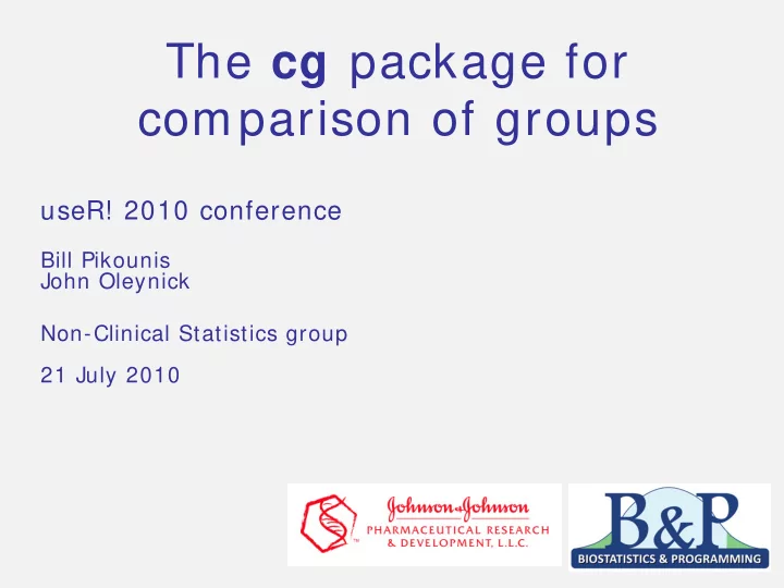 the cg package for comparison of groups