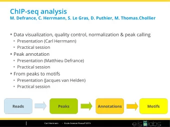 ChIP-seq analysis  M. Defrance, C. Herrmann, S. Le Gras, D. Puthier, M. Thomas.Chollier  Data