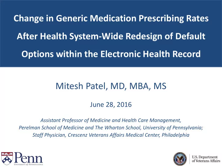 after health system wide redesign of default