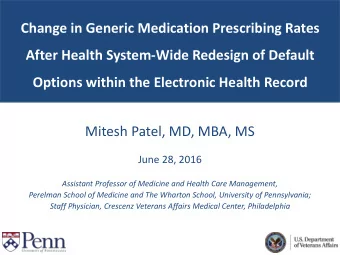 After Health System-Wide Redesign of Default  Options within the Electronic Health Record  Mitesh