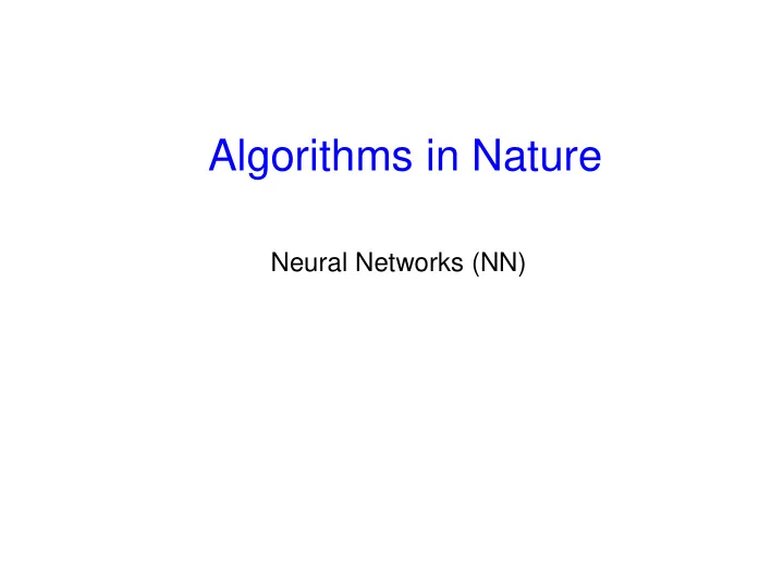 algorithms in nature