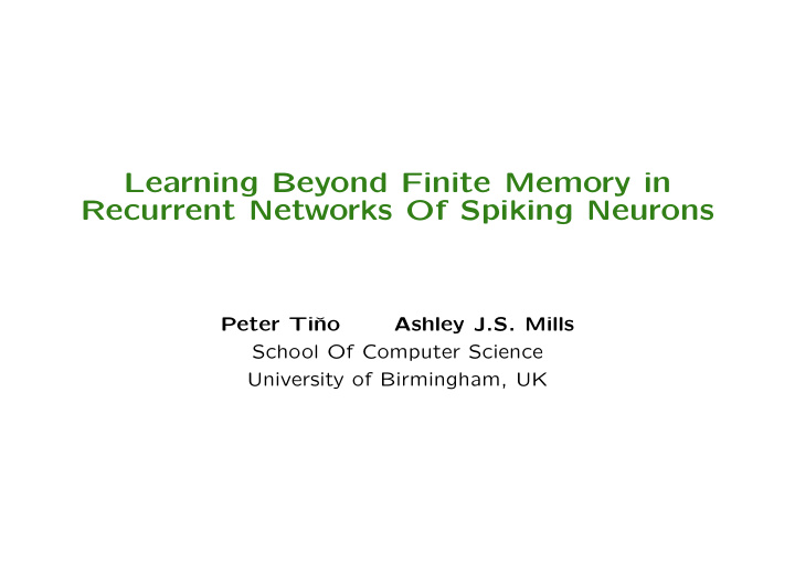learning beyond finite memory in recurrent networks of