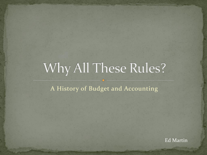 a history of budget and accounting