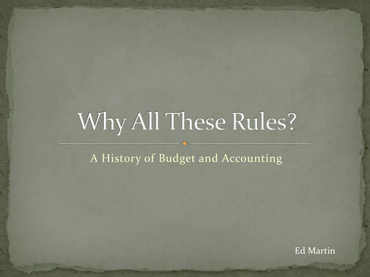a history of budget and accounting