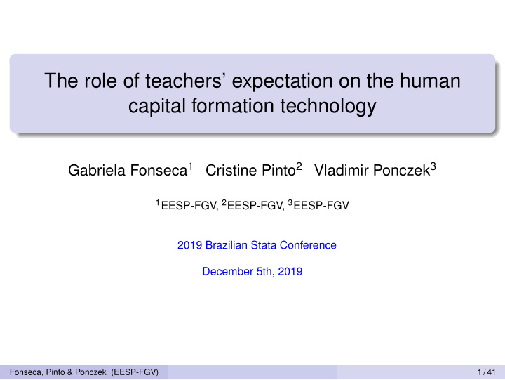 the role of teachers expectation on the human capital