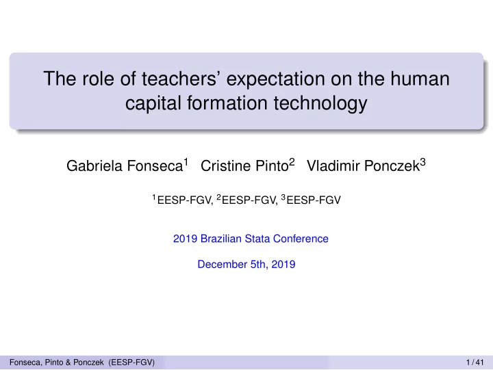 the role of teachers expectation on the human capital