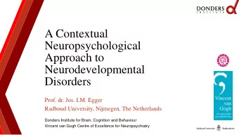 A Contextual  Neuropsychological  Approach to  Neurodevelopmental  Disorders  Prof. dr. Jos. I.M.