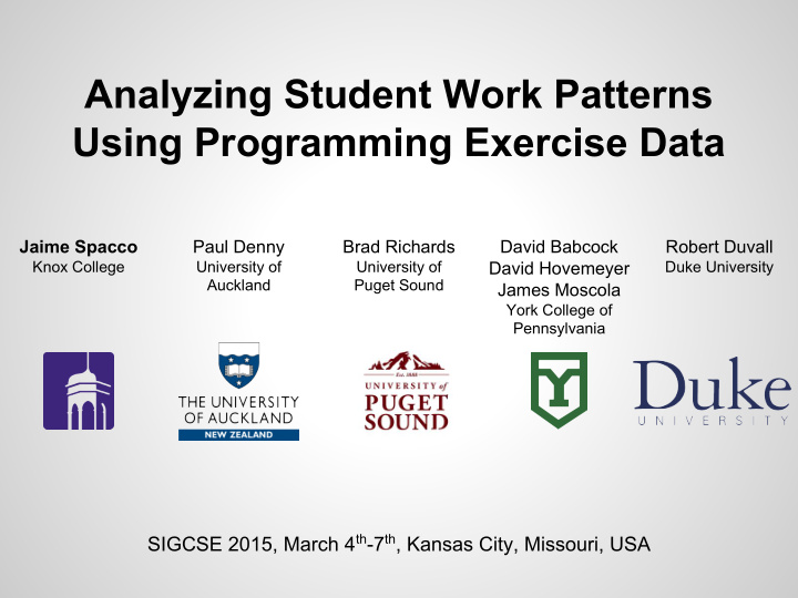 analyzing student work patterns using programming
