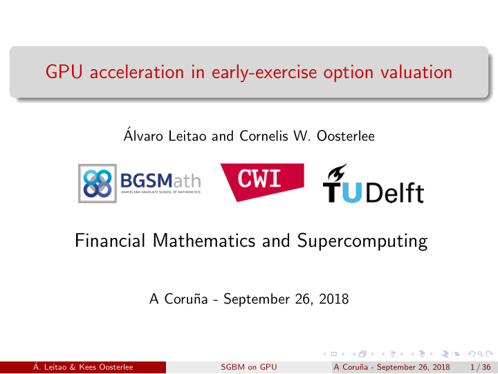 gpu acceleration in early exercise option valuation