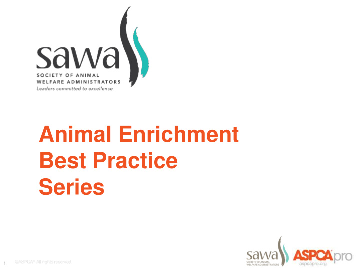 animal enrichment best practice series