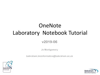 OneNote  Laboratory  Notebook Tutorial  v2019-06  Jo Montgomery
