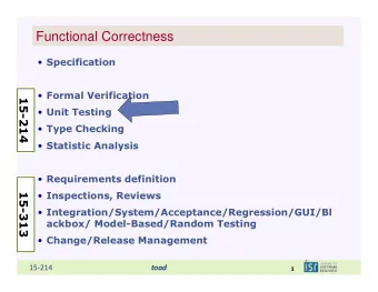 Functional Correctness  Specification  Formal Verification  15-214  Unit Testing  Type