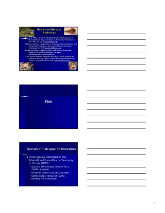 Fish  Species of fish-specific Ranavirus  Three species recognized by the  International