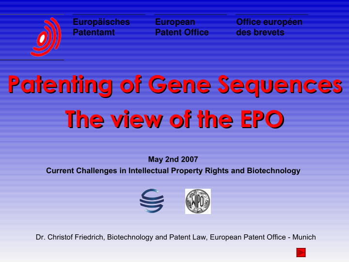 patenting of gene sequences patenting of gene sequences