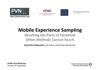 Mobile  Experience  Sampling    Reaching  the  Parts  of  Facebook