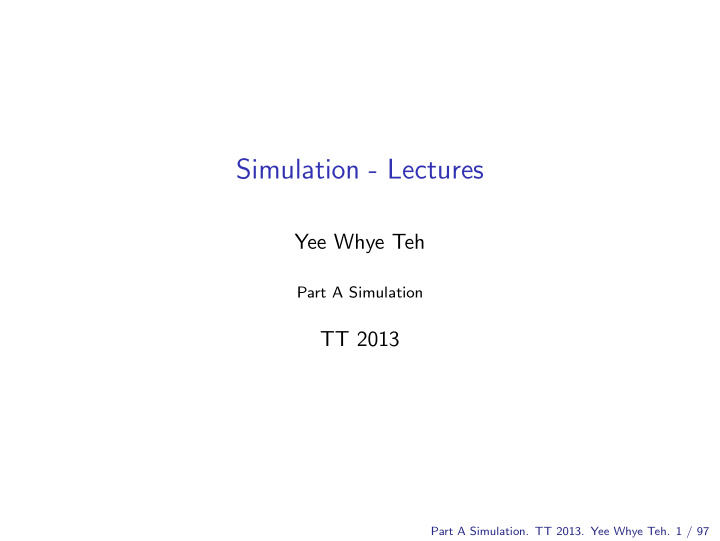 simulation lectures