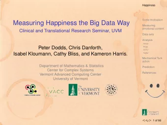 Measuring Happiness the Big Data Way  Measuring  emotional content  Clinical and Translational