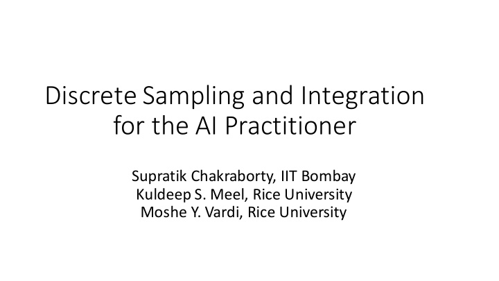 discrete sampling and integration for the ai practitioner