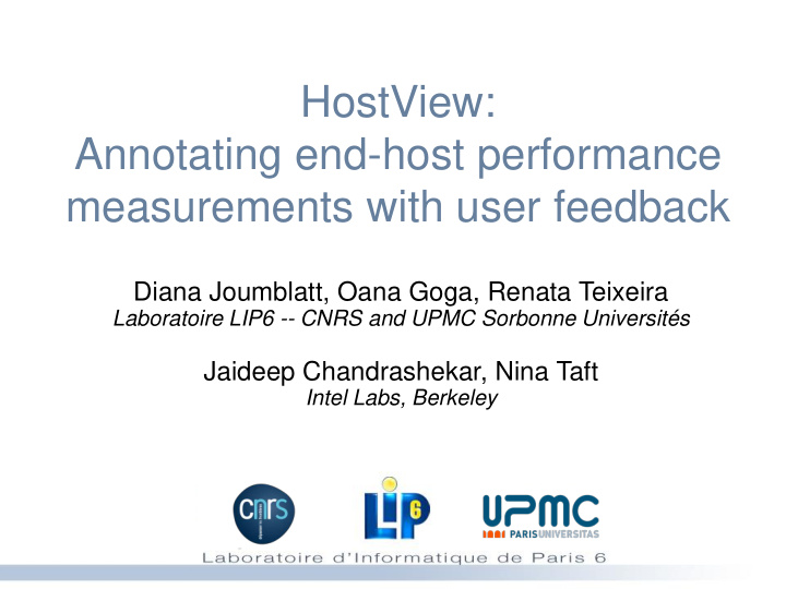 hostview annotating end host performance measurements