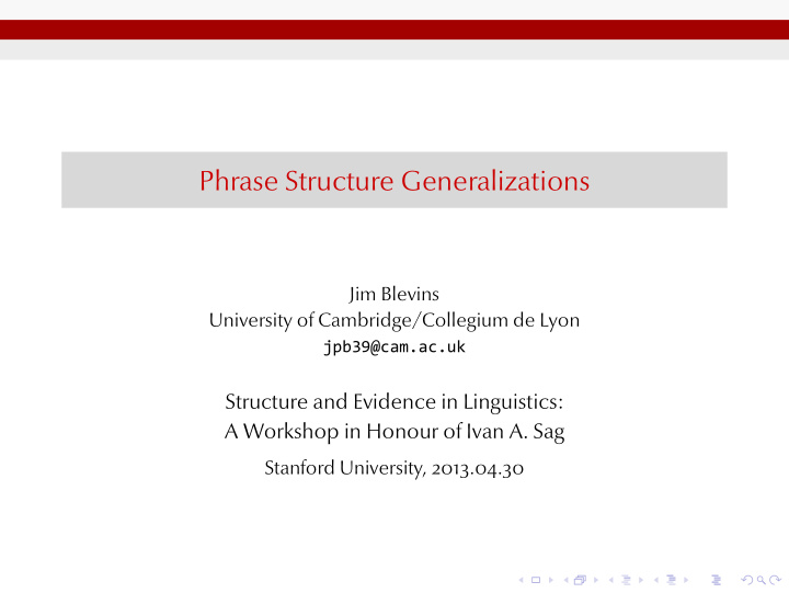 phrase structure generalizations