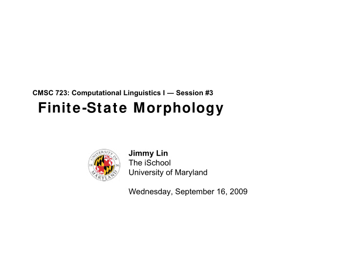 finite state morphology