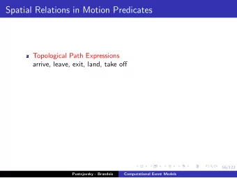 Spatial Relations in Motion Predicates  Topological Path Expressions  arrive, leave, exit, land,