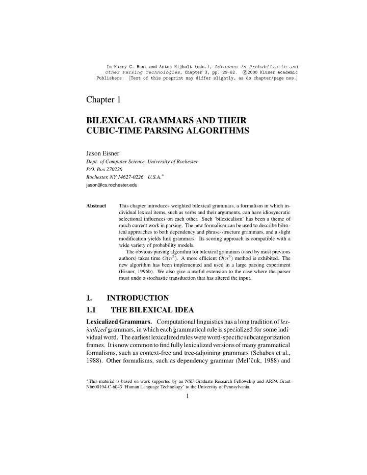 chapter 1 bilexical grammars and their cubic time parsing