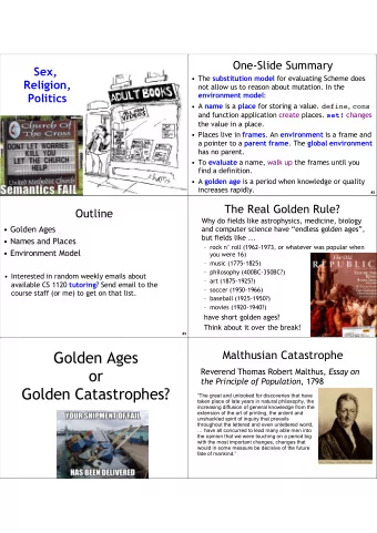 Golden Ages  Malthusian Catastrophe  or Reverend Thomas Robert Malthus, Essay on the Principle of