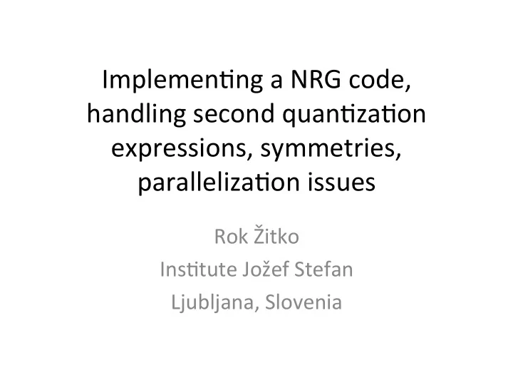 implemen ng a nrg code handling second quan za on