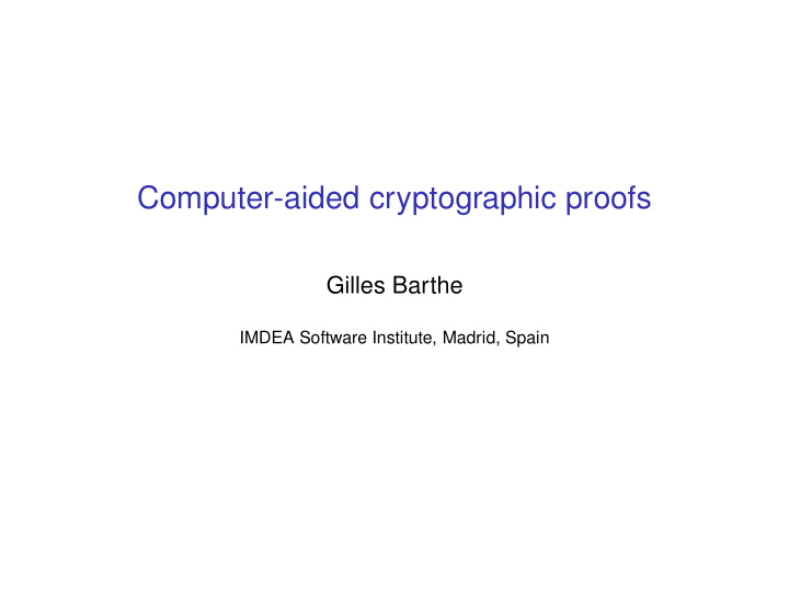 computer aided cryptographic proofs