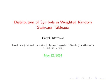 Distribution of Symbols in Weighted Random  Staircase Tableaux  Pawe  l Hitczenko  based on a