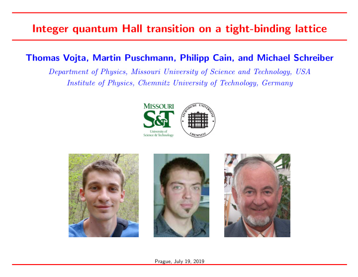 integer quantum hall transition on a tight binding lattice