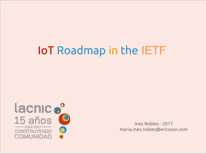iot roadmap in the ietf