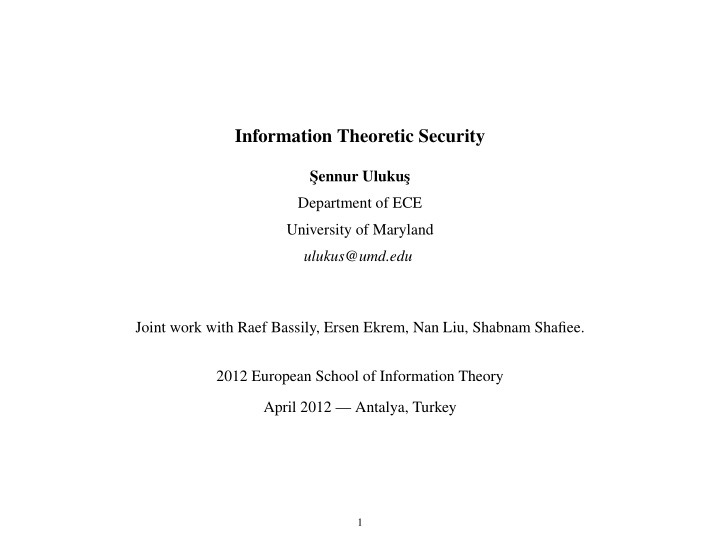 information theoretic security