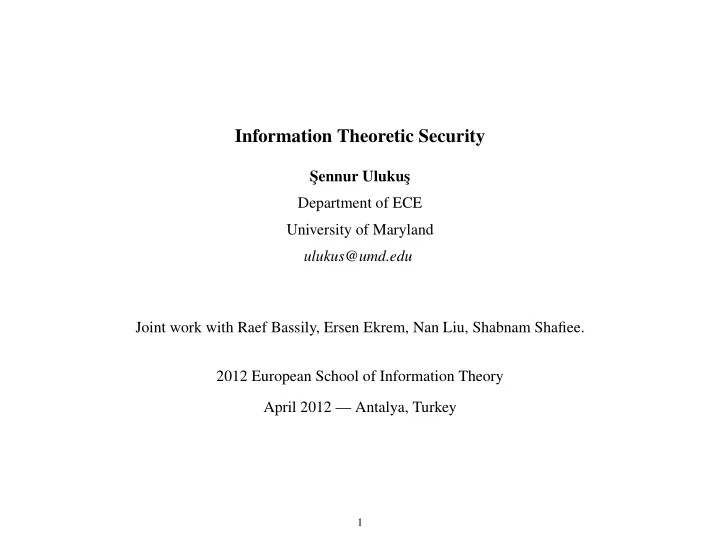 information theoretic security